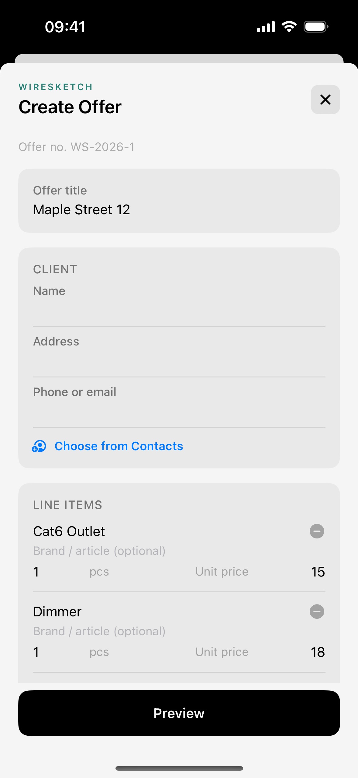 Create a branded, priced customer offer