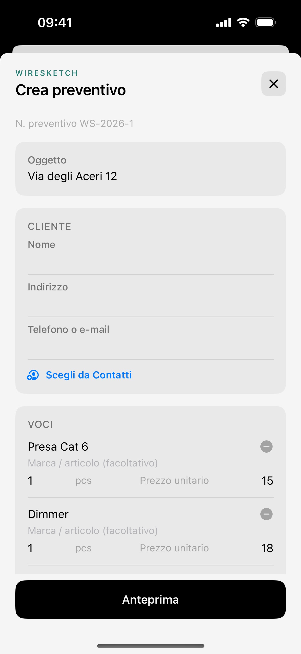 Crea un'offerta cliente personalizzata e con i prezzi